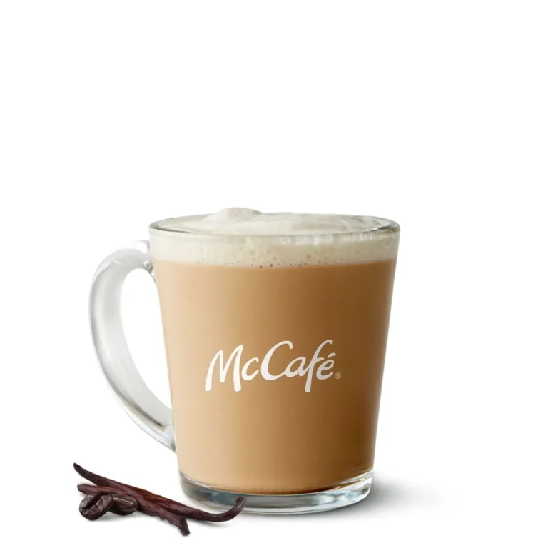 A McCafé® French Vanilla Latte made with espresso, steamed milk, and sweet vanilla flavor.