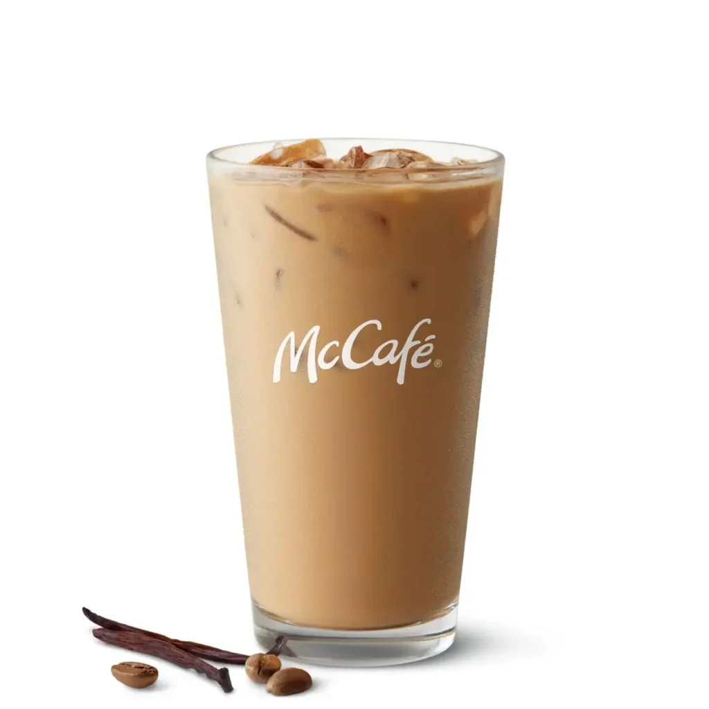 A McCafé® Iced Coffee with smooth French vanilla flavor, perfect for a refreshing and sweet coffee option.