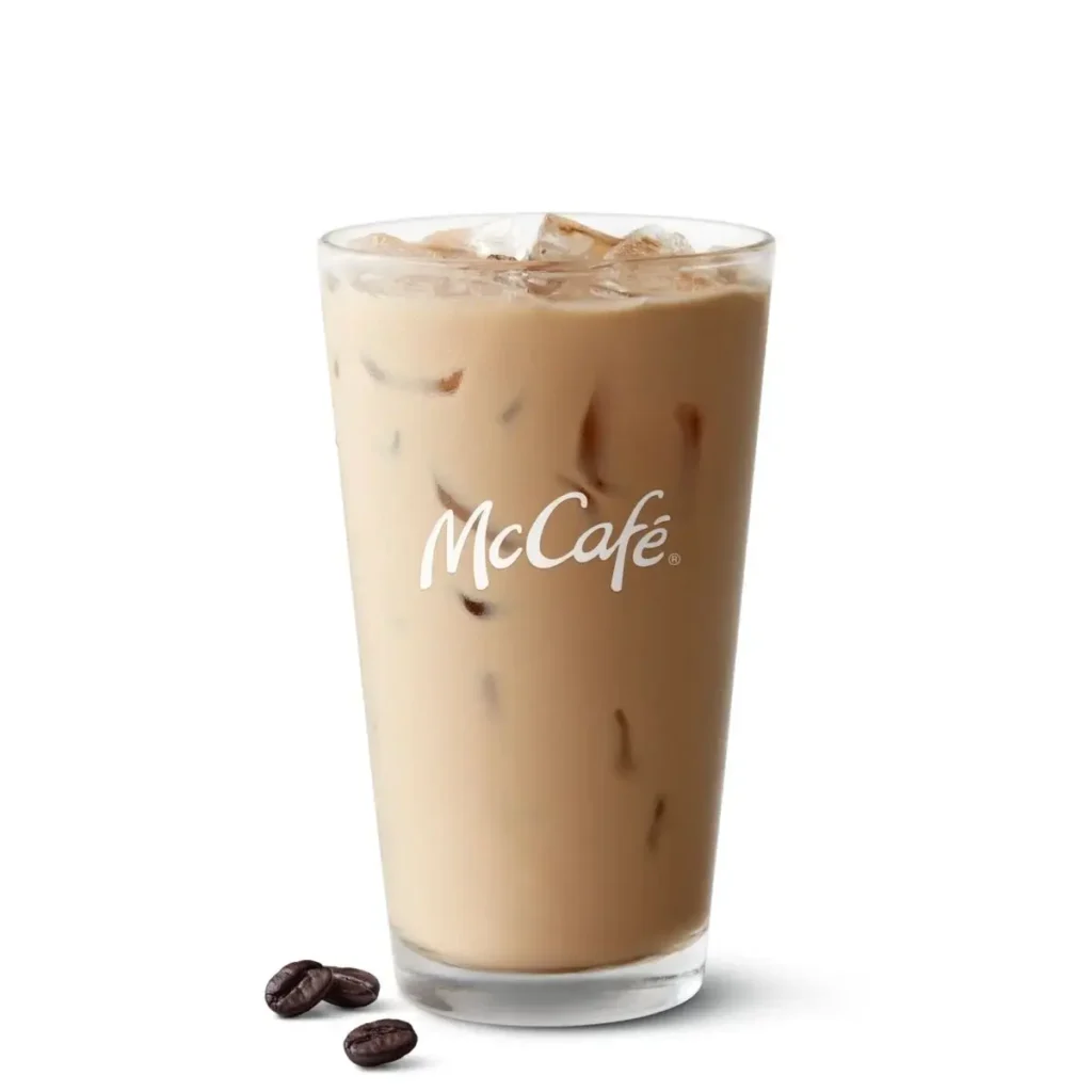 A McCafé® Iced Latte with espresso and cold milk, served over ice for a refreshing and smooth drink.