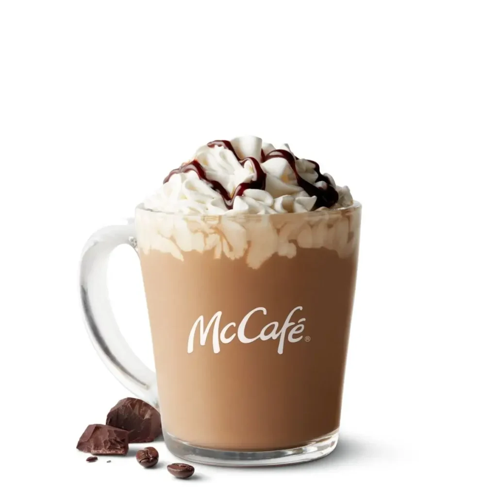 A McCafé® Mocha Latte blending espresso, steamed milk, and chocolate syrup for a sweet coffee treat.