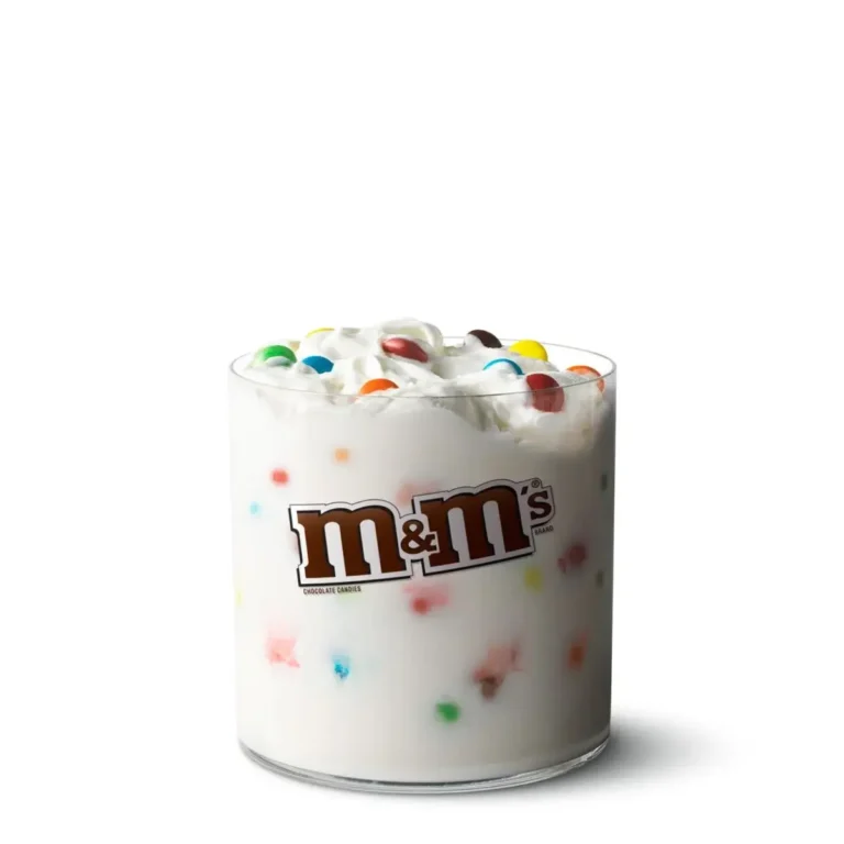 A McFlurry® with M&M'S® Candies made with creamy vanilla soft serve and colorful M&M'S® chocolate candies.